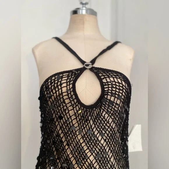 NWT Coperni knitted mini crochet dress black in a size small - Picture 2 of 9